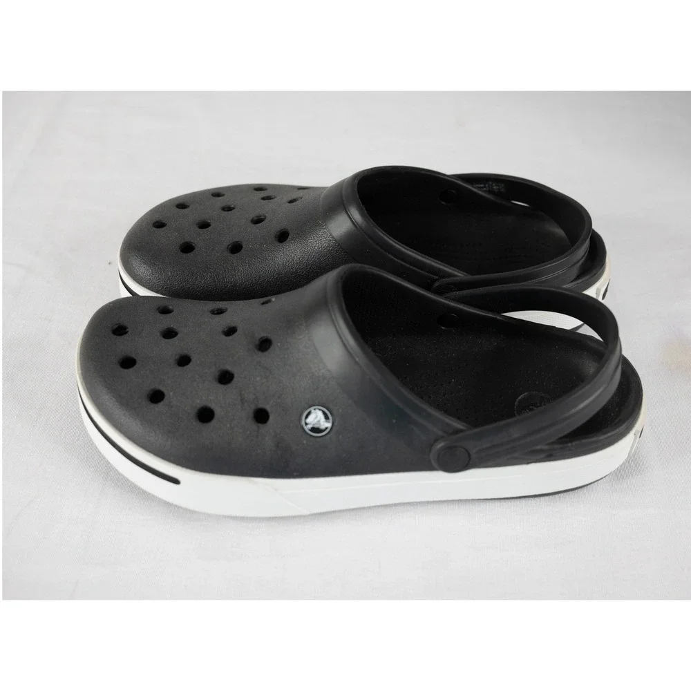 Crocs Crocband Clogs Mens 10 Womens 12 Black Excellent Sporty Slip On Shoes